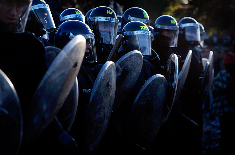 Riot Cops Mass for a Charge : Protest/Riot against the National Front : South London
