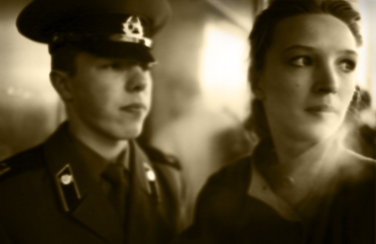 Woman and Soldier Moscow Railway Station : Moscow : Russia