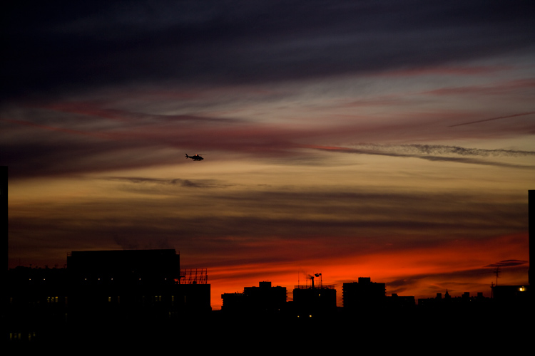 Helicopter Sunset over Manhattan :  NYC : USA