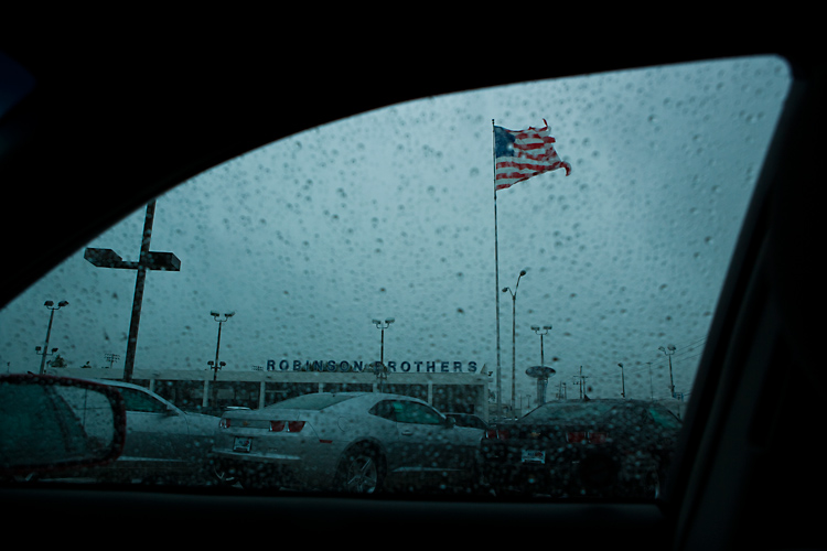 American Flag on the Edge of Hurricane Alex : Baton Rouge : LA