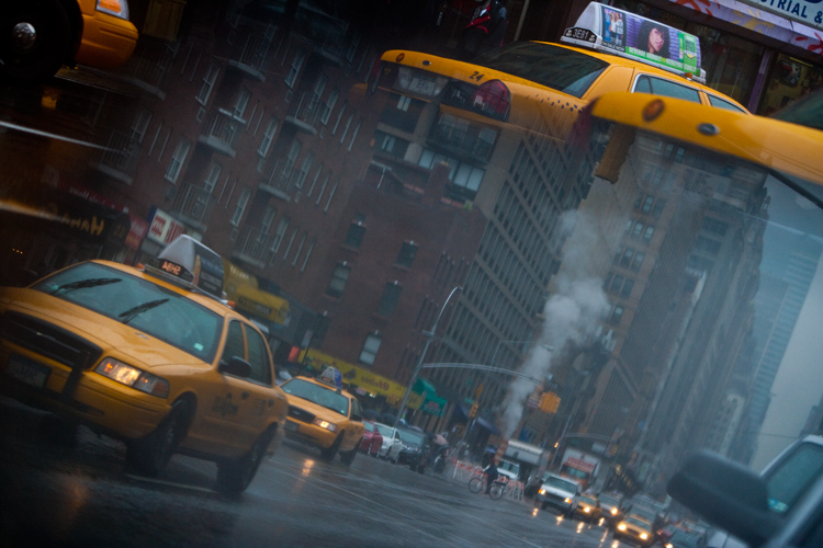 Mirror on Taxi Winter : 6th Av : NYC