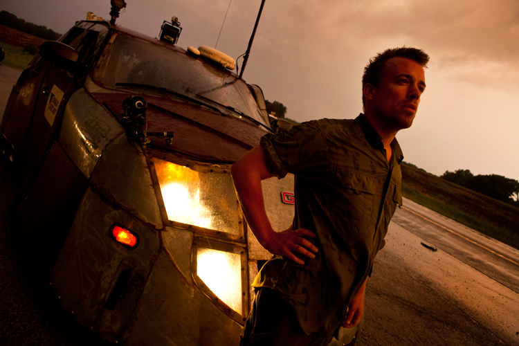 Reed Timmer Meteorologist and Extreme Storm Chaser with The Dominator : Kansas