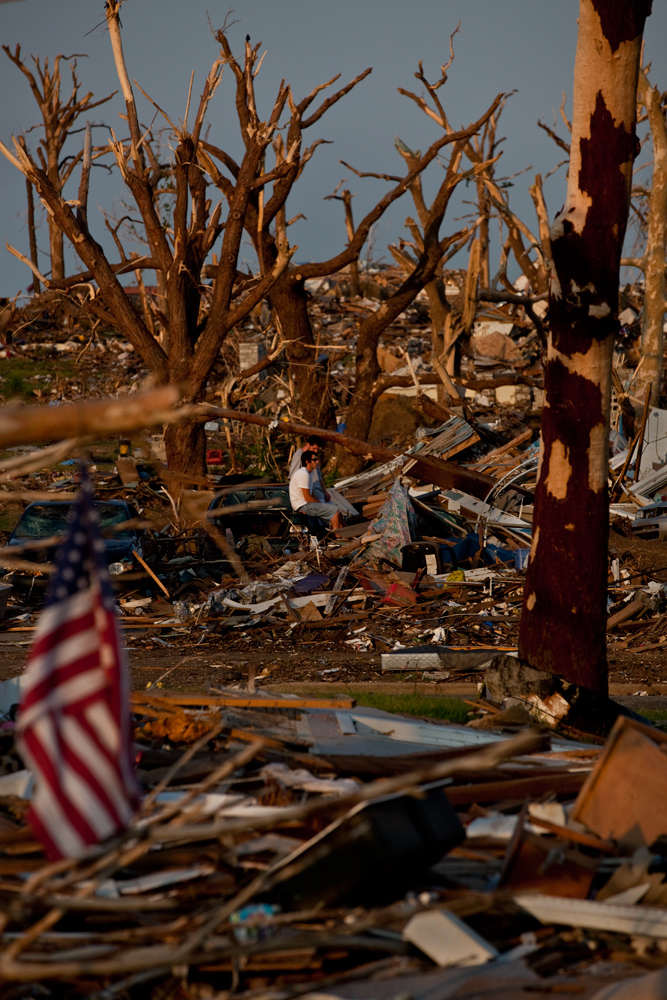 Outcome of Obliteration : Aftermath in Tornado Destruction Zone in Joplin :  Missouri 