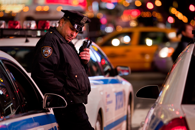 Cops wait for orders to move against the Occupy Demonstration : Times Sq : NYC