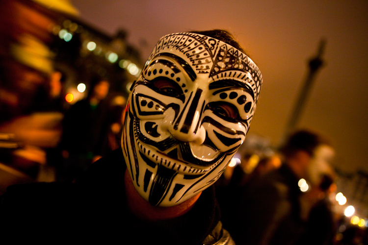 Variation On A Theme Guy Fawkes Mask : Trafalgar Sq : 5th November Occupy London Protest