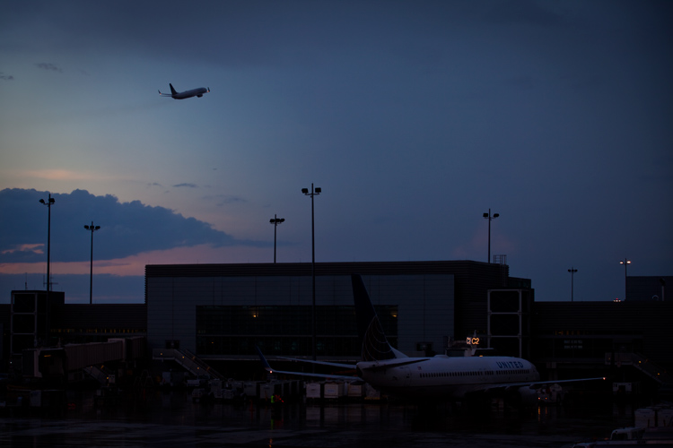 Flight Out of Miami International in the Rain : Florida : USA