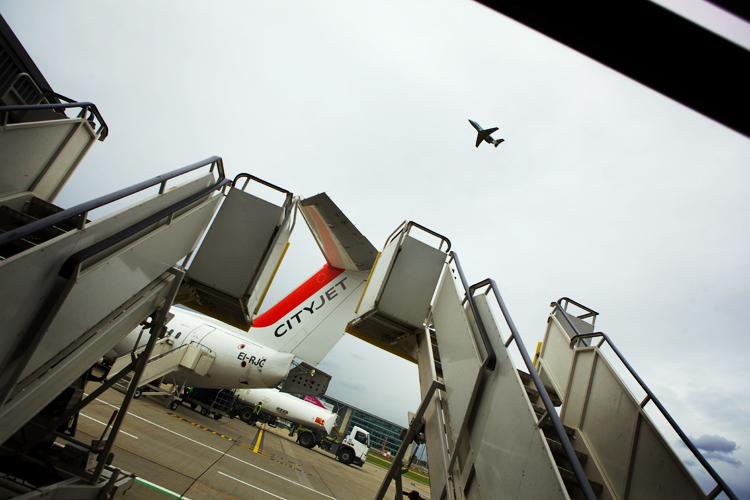 Flight to Europe : London City Airport : UK