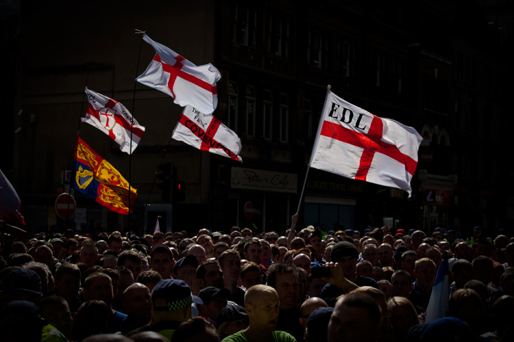 English Defence League Cross of Saint George Flags : London : UK