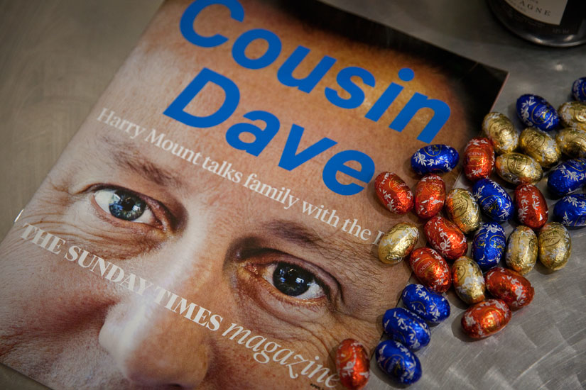 David Cameron by Jez Coulson on The Sunday Times Magazine Front Cover with Eggs 