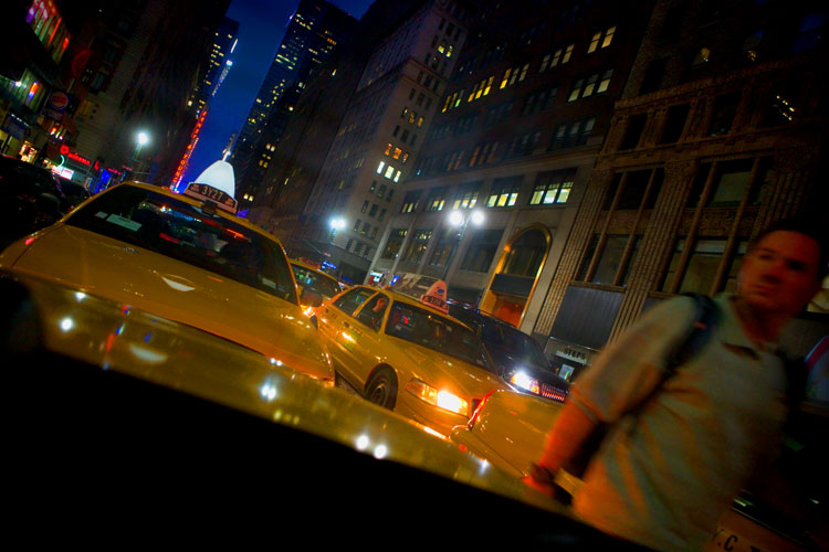 Taxi Jam with Man : 7th Av Times Sq : NYC