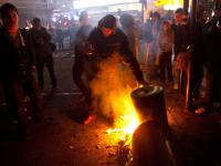 Bonfire of The trash Cans : Cuts Protest Riot : Piccadilly Circus : London