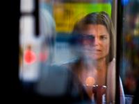 Two sides to a two way Conversation : Reflection Chelsea Diner : NYC